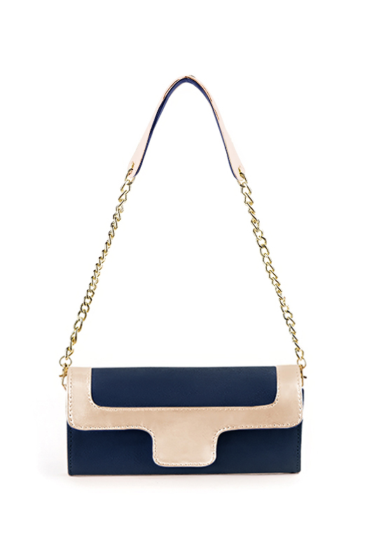 Women's navy blue and gold luxurious elegant clutch for ceremonies, weddings and evenings out. - Top view